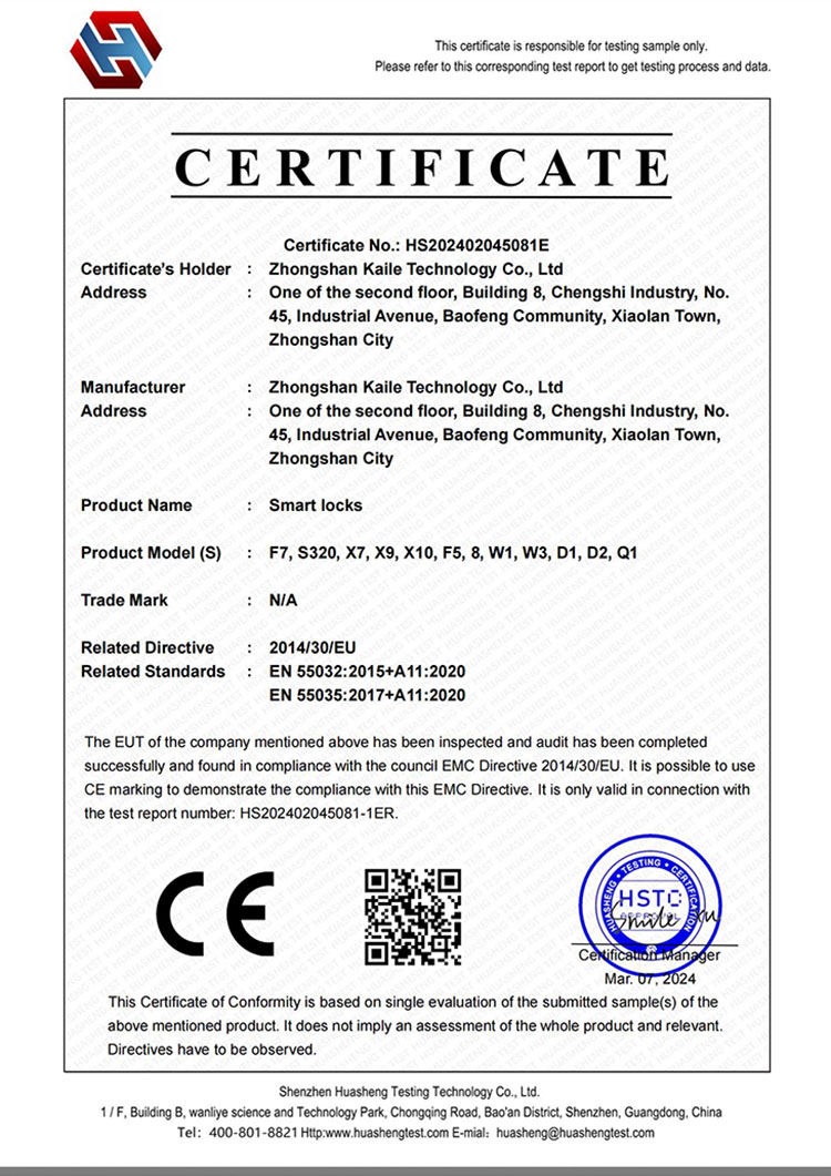 Certificat CE-EMC
